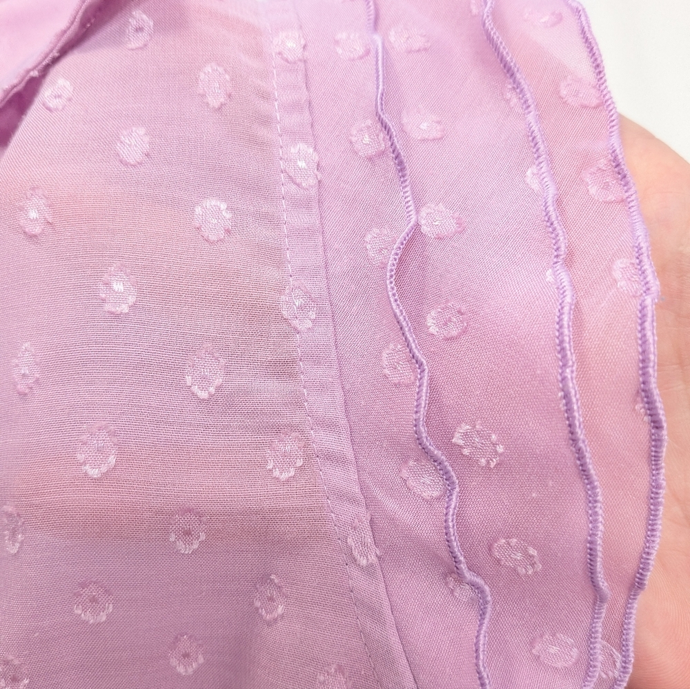Lilly Pulitzer Swiss Dots Sheer Flutter Sleeve Side Slit Button Up Blouse Shirt - Picture 5 of 11
